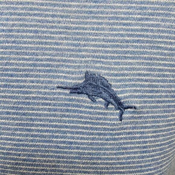 TOMMY BAHAMA Pacific Shore Polo Shirt  Men M Blue Allure Heather Striped Cotton - Picture 5 of 13
